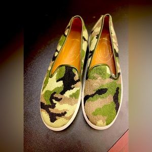 Stubbs and Wootton camouflage needle point slip on shoe